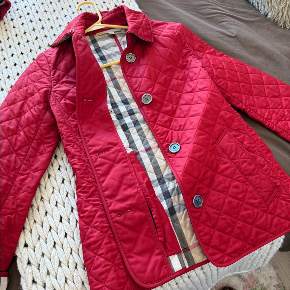 Burberry Red Quilted Kids Puffer Jacket